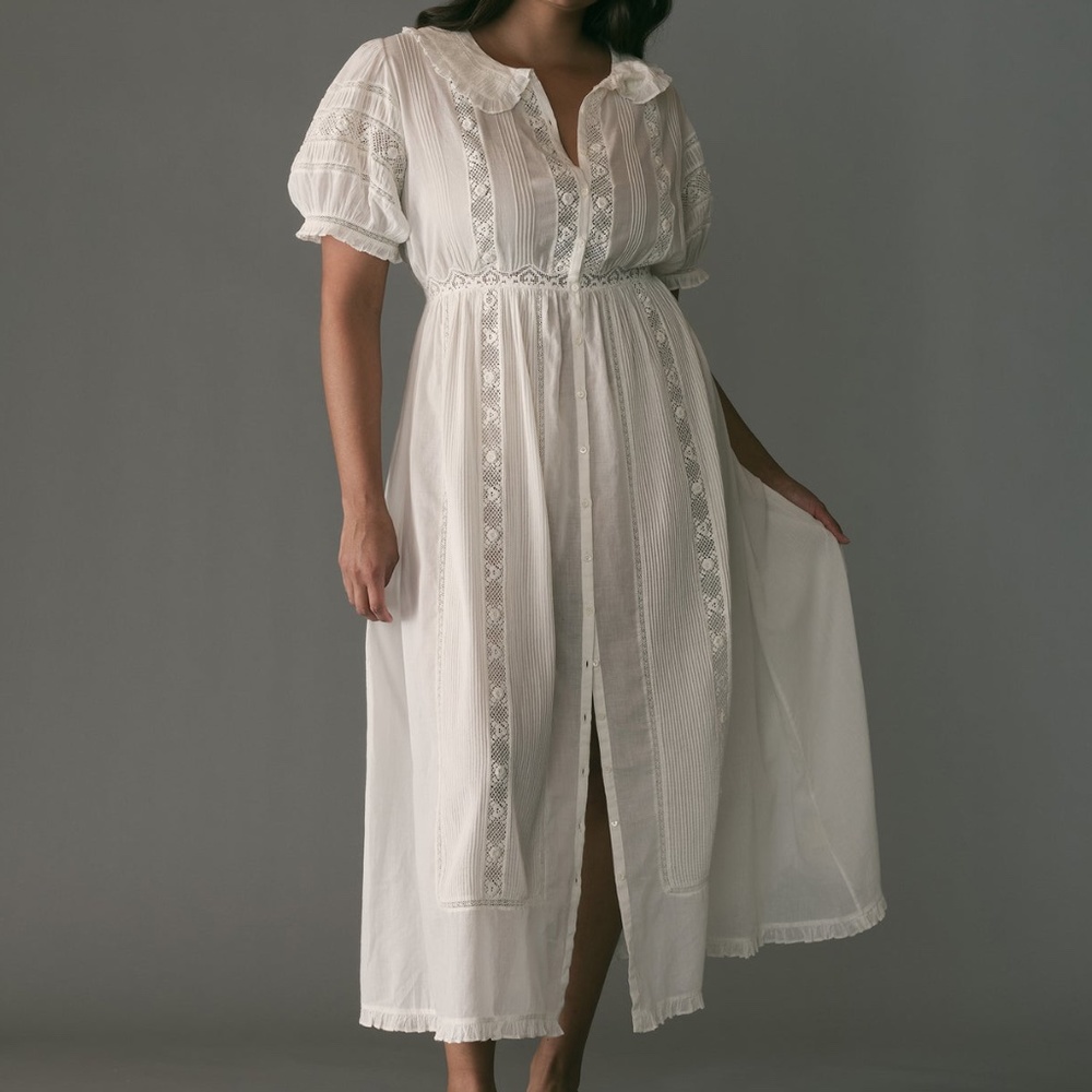ISO: Doen Phoebe Dress in Salt / White Cotton Voile Embroidered Vintage Breezy